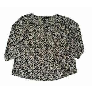 Preswick & Moore Women's Leopard Print Polyester Blouse 3/4 Sleeve XL